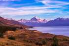 Mount Cook above Lake Pukaki, Aoraki Mount Cook National Park, South Island, New Zealand Art Print